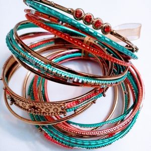 Lot of colorful bracelets VIBRANT Spring colors